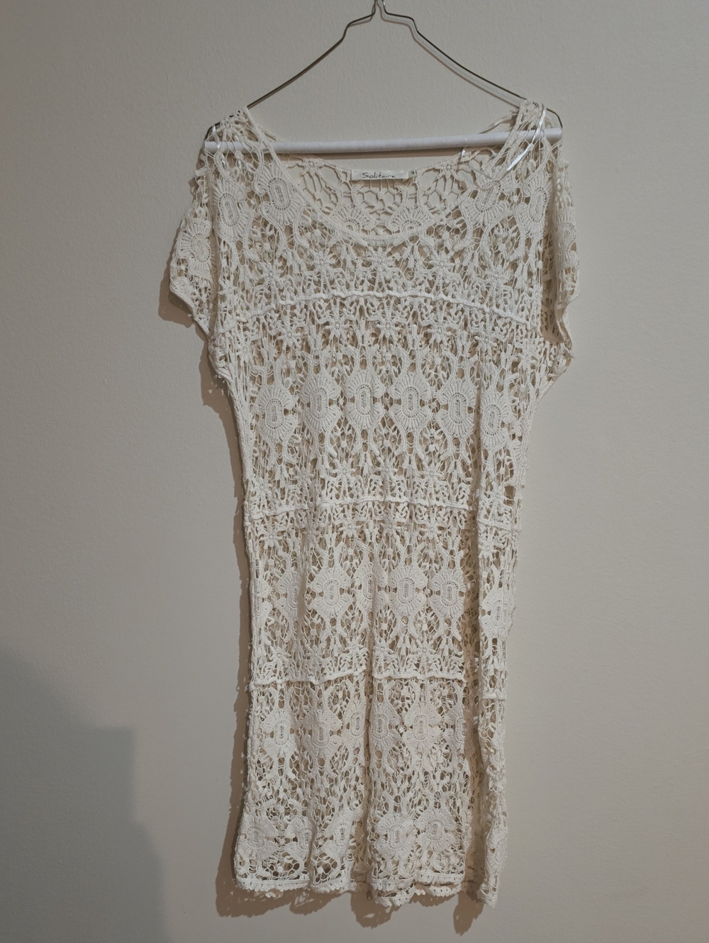 Solitaire Cream Crochet Beach Coverup Dress